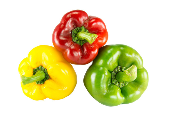 Fresh colorful sweet bell peppers  ( capsicum ) on a white backg - Photo, Image