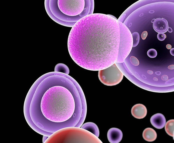Células T atacando células cancerosas, ilustración 3D - Foto, Imagen