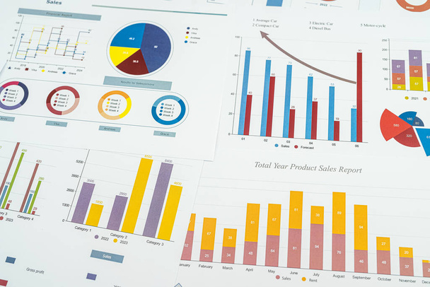 financial report chart data in office desk. Accounting banking concept - Photo, Image