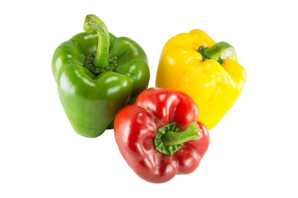 Čerstvé barevné sladké papriky (kapie) na bílém pozadí - Fotografie, Obrázek