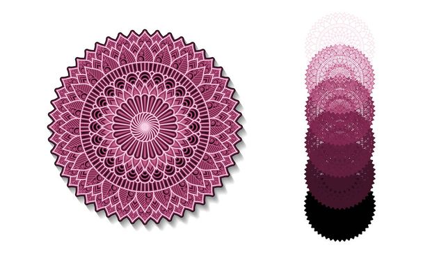 3d Layered Mandala. Eps10 Mandala Multilayer Cut File, six layers. Multilayer elements for paper cutting or machine cutting. - Vector, imagen