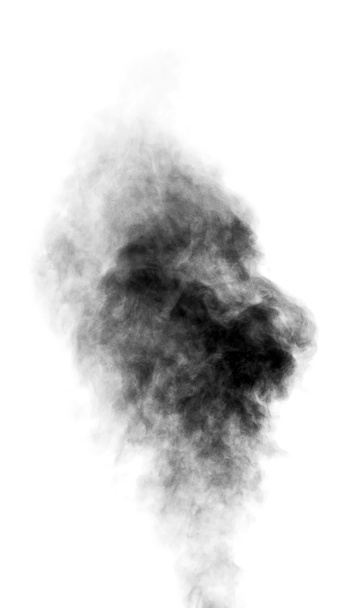 Black steam looking like smoke on white background - Photo, Image