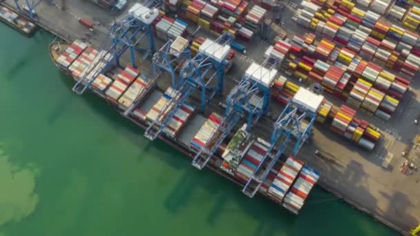 timelapse of hongkong international container yard industrial port with goods and cargo ship - Imágenes, Vídeo