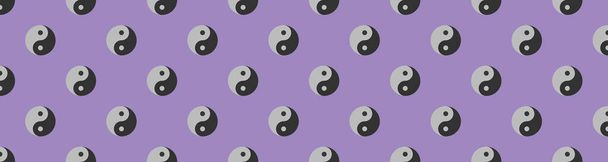 pattern. Image of Yin Yang symbol on pastel purple backgrounds. Symbol of opposite. Surface overlay pattern. Banner for insertion into site. Place for text cope space. 3D image. 3D rendering. - Photo, Image