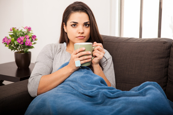 Woman with hot tea - Photo, Image