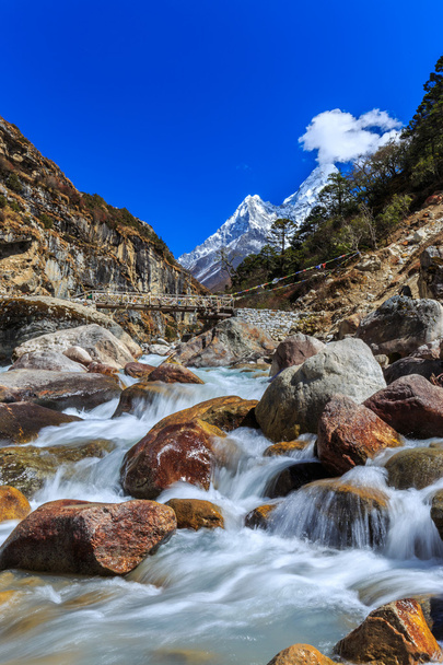 Montañas cubiertas de nieve y valle glaciar en Himalaya
 - Foto, imagen
