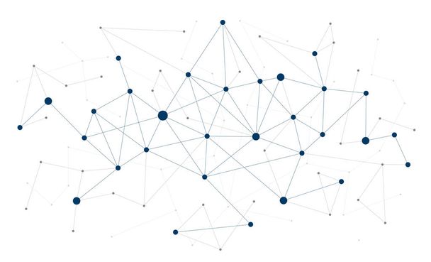 Technology science information connected dots and lines technology background template. Network blockchain linked global digital database graphic vector - Wektor, obraz