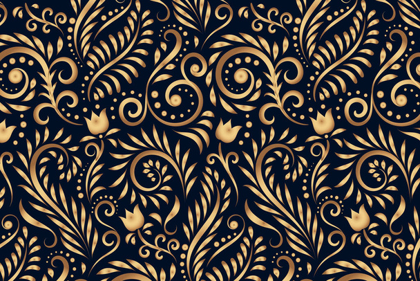 vintage ornamental golden flowers background design templates - Διάνυσμα, εικόνα