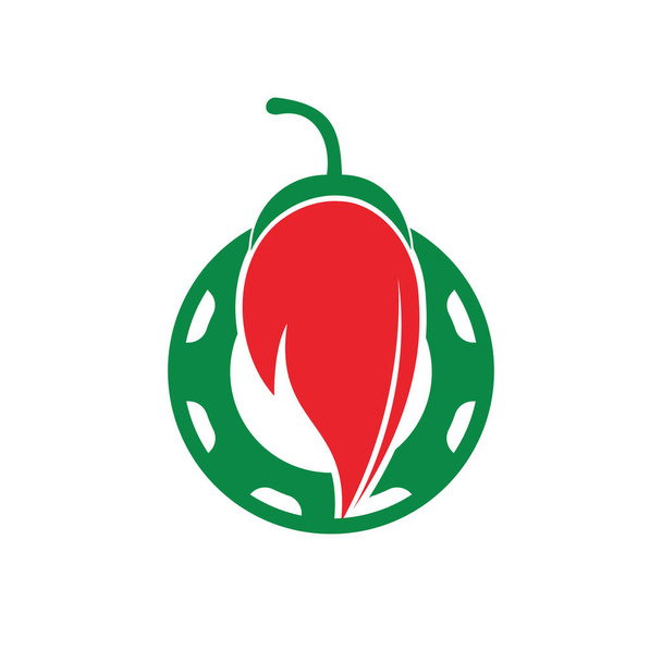 Чили горячие и пряные продукты питания векторный логотип дизайн вдохновения. Перец чили с векторным шаблоном логотипа шестерни. - Вектор,изображение