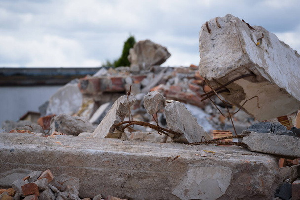 PILE OF RUBBLE - Bricks and concrete from a dilapidated building - Photo, Image