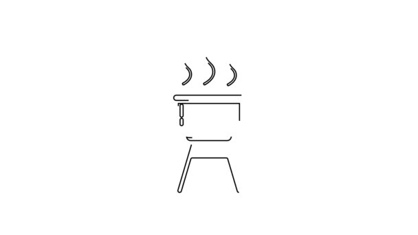 Black line Barbecue grill icon isolated on white background. BBQ grill party. 4K Video motion graphic animation. - Πλάνα, βίντεο