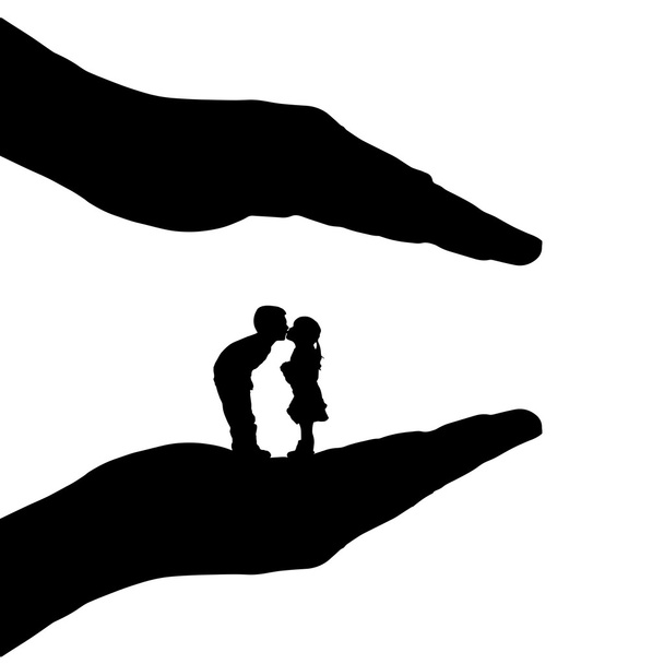 Hands to protect the children. - Vector, Image