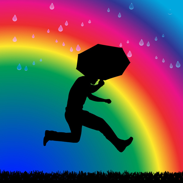 L'homme sous la pluie sur un arc-en-ciel
 - Vecteur, image