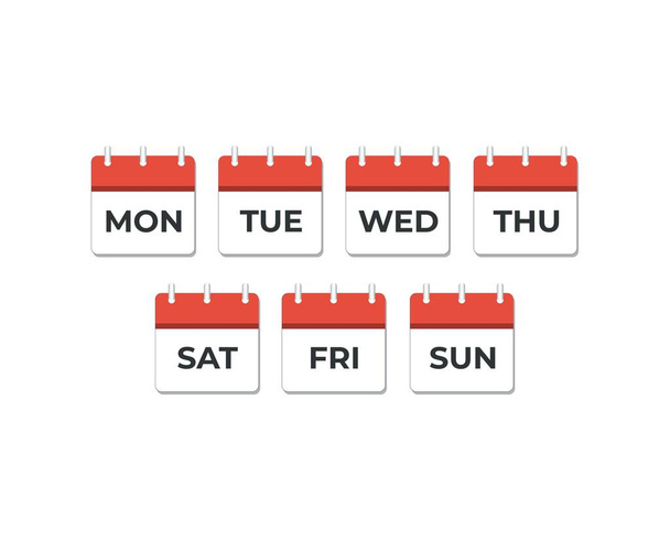 Set of days of the week calendar icon. Concept of schedule, business and tasks. - Vector, Image