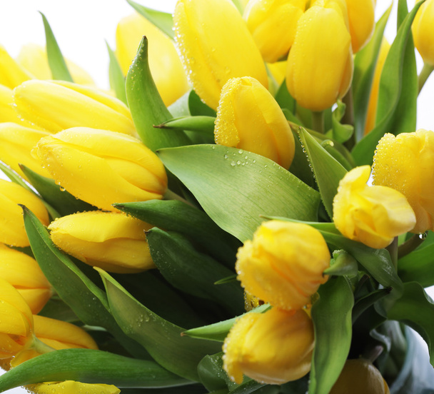 tulips bouquet  in glass vase - Фото, зображення