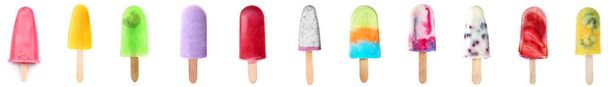 Set of many different sweet ice-cream isolated on white - Photo, Image