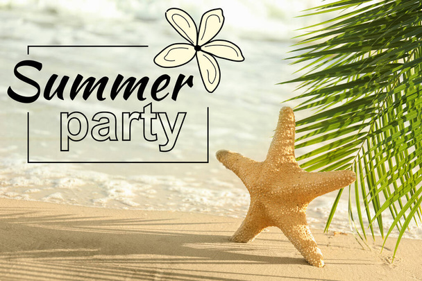 Advertisement banner for summer party with starfish - Foto, Imagen