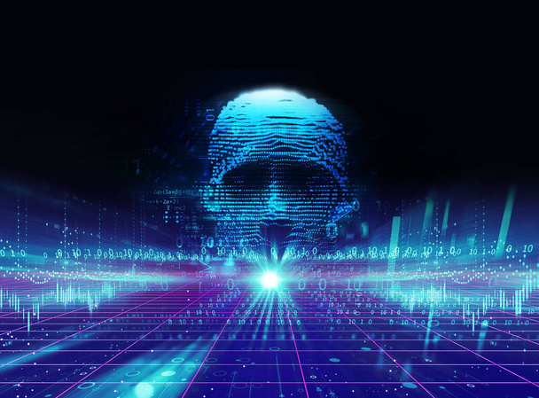 hacker humano digital representan el peligro de ciberdelincuente, hacker y ransomeware 3dillustration
 - Foto, imagen