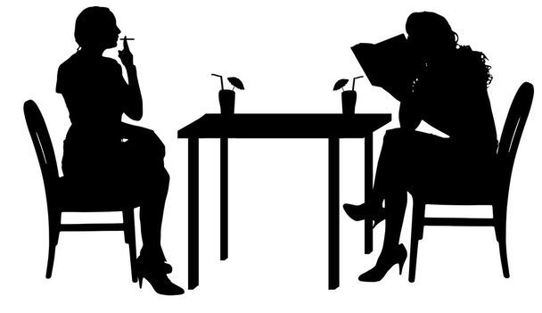 Frauen sitzen am Tisch. - Vektor, Bild