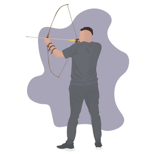 Male archer with bow on white background - Vector, Imagen