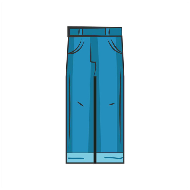 Стильные синие джинсы брюки на белом фоне - Вектор,изображение