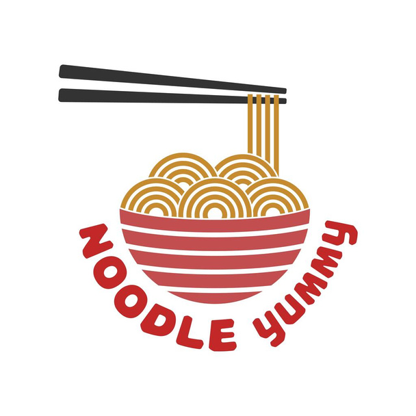 ramen or noodle shop logo template with picture of noodles in a bowl - Vektor, obrázek
