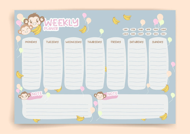 Weekly planner. Habit tracker. Monthly planner. Monthly planner habit tracker blank template. Vector illustration. Minimal style. Clean style. Daily to do. Cute style. - Wektor, obraz