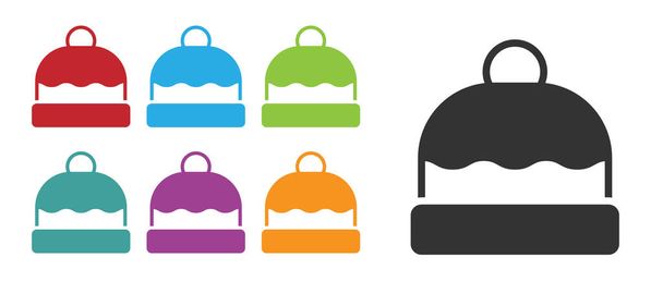 Black Beanie hat icon isolated on white background. Set icons colorful. Vector. - Vektör, Görsel