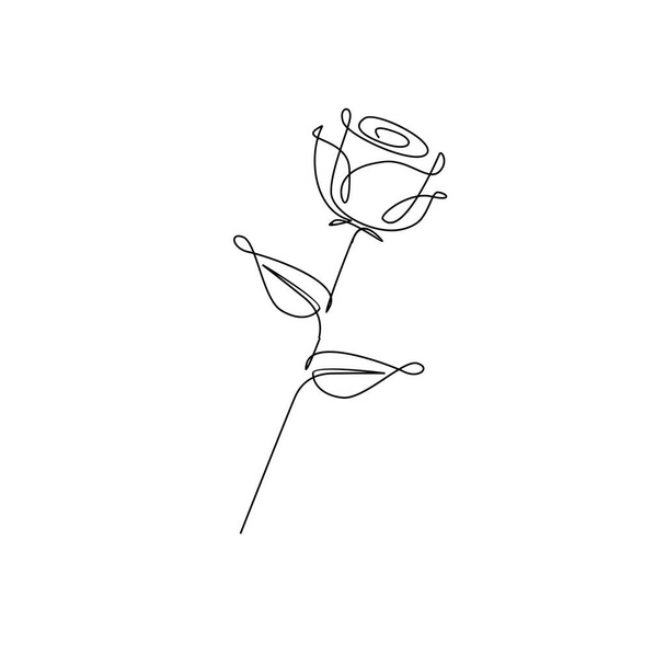 one line rose flower minimalism drawing vector illustration floral art design - Vektör, Görsel