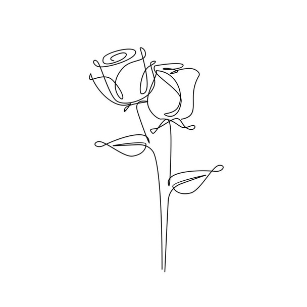 bir çizgi gül çiçeği minimalizm çizim vektör illüstrasyon çiçek sanat tasarımı - Vektör, Görsel