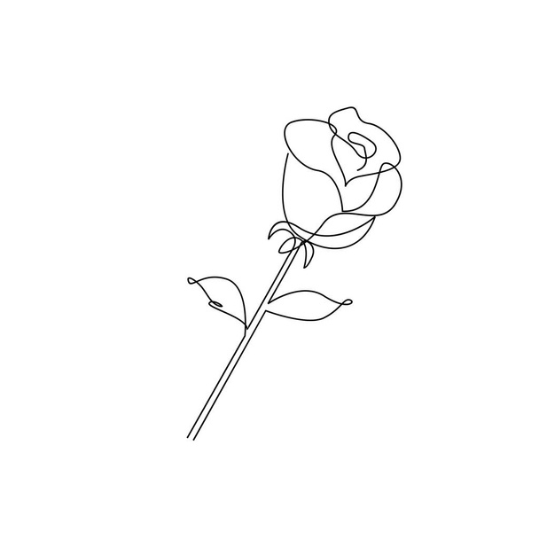one line rose flower minimalism drawing vector illustration floral art design - Wektor, obraz