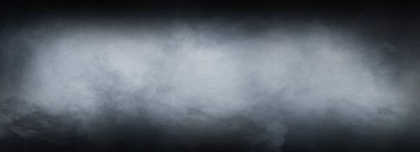 Abstract smoke texture frame over dark black background. Fog in the darkness. Natural pattern. - Foto, imagen