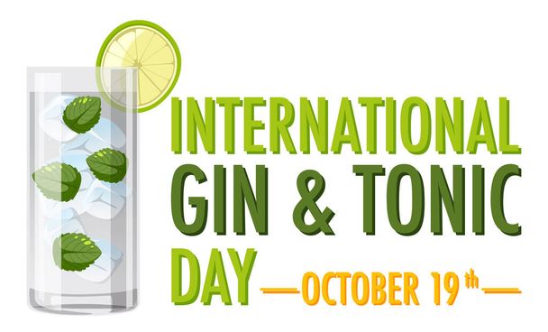 International Gin and Tonic Day Banner illustration - Vektör, Görsel