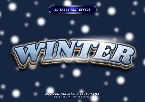 Winter editable text effect with snowball background - Vector, imagen