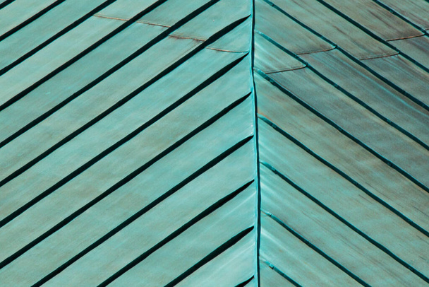 Green roof background, metal roof - Φωτογραφία, εικόνα