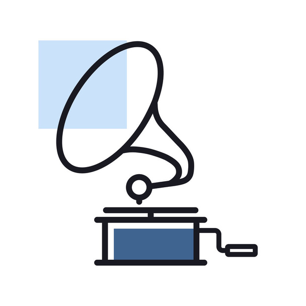 Gramophone vector isolated icon. Music sign. Graph symbol for music and sound web site and apps design, logo, app, UI - Vetor, Imagem