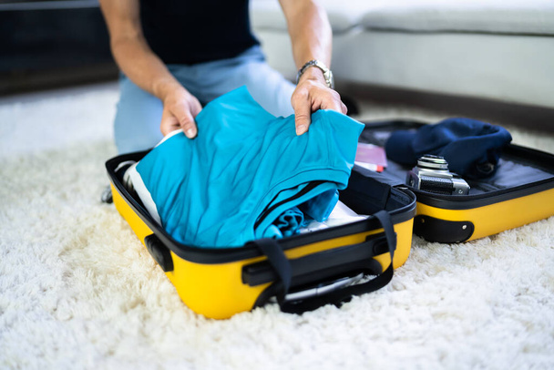 Suitcase Luggage Packing For Travel. Holiday Trip - Foto, Imagem