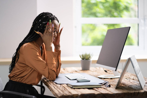 African Business Woman Tired And Upset With Head Ache - Photo, image
