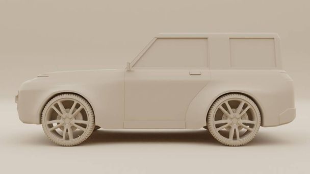Sport SUV sideview car color model  3D rendering vehicle wallpaper backgrounds - Φωτογραφία, εικόνα