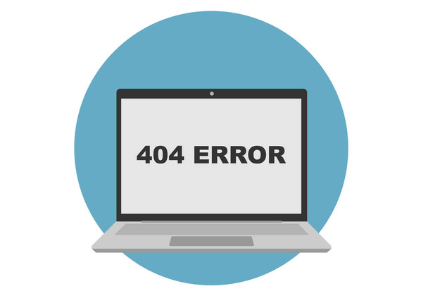 Vector illustration depicting a laptop. On the screen it says error 404, indicating that the web page was not found - Vector, Image