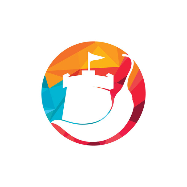 Strong chili vector logo design concept. Chili with fort icon logo design. - Vettoriali, immagini