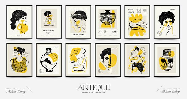 Antique statues vertical posters template. Modern card, wall art. - ベクター画像