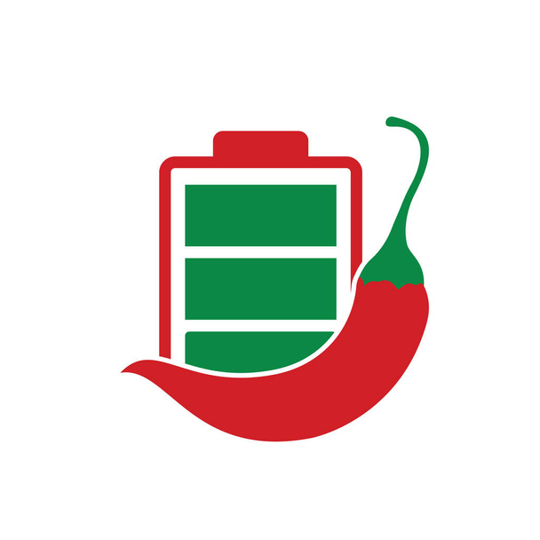 Spicy energy vector logo concept. Chili battery logo design template. - Vector, afbeelding