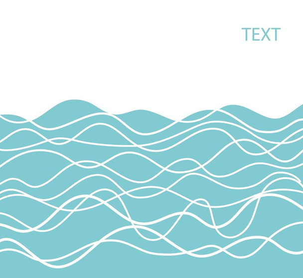 Abstract ocean blue waves outline graphic poster illustration. Sea blue waves background for text - ベクター画像