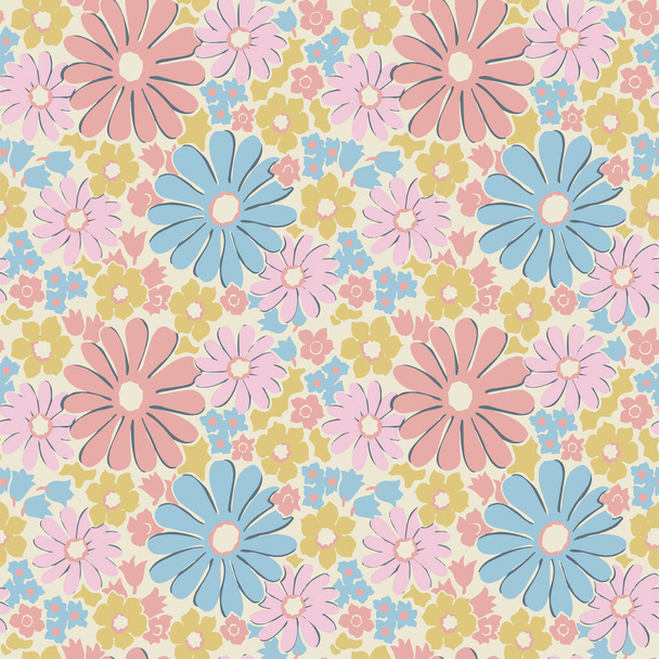 Vector pastel color flower seamless repeat pattern fashion and home decor fabric print digital artwork - Vector, imagen