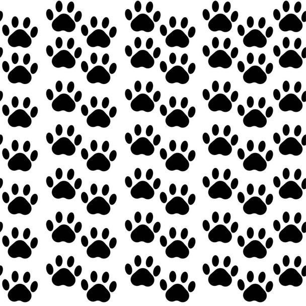 Seamless cat paw silhouette pattern  - Vector, Image