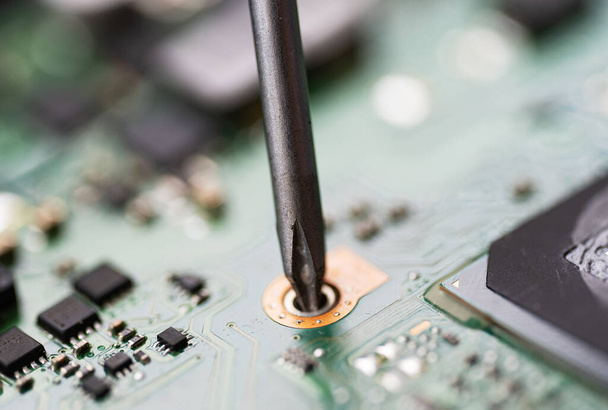 laptop board repair close-up - Foto, Imagem
