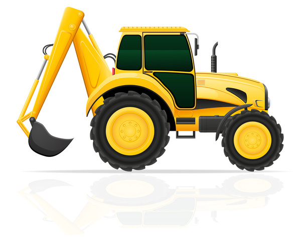 tractor with a bucket behind vector illustration - Vector, Image