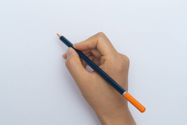 Various colored pencils on a white background - Photo, image