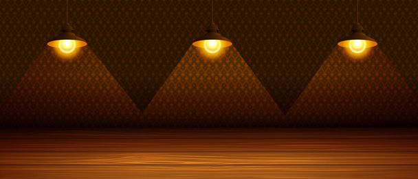 Kolme lamppua huoneessa
 - Vektori, kuva